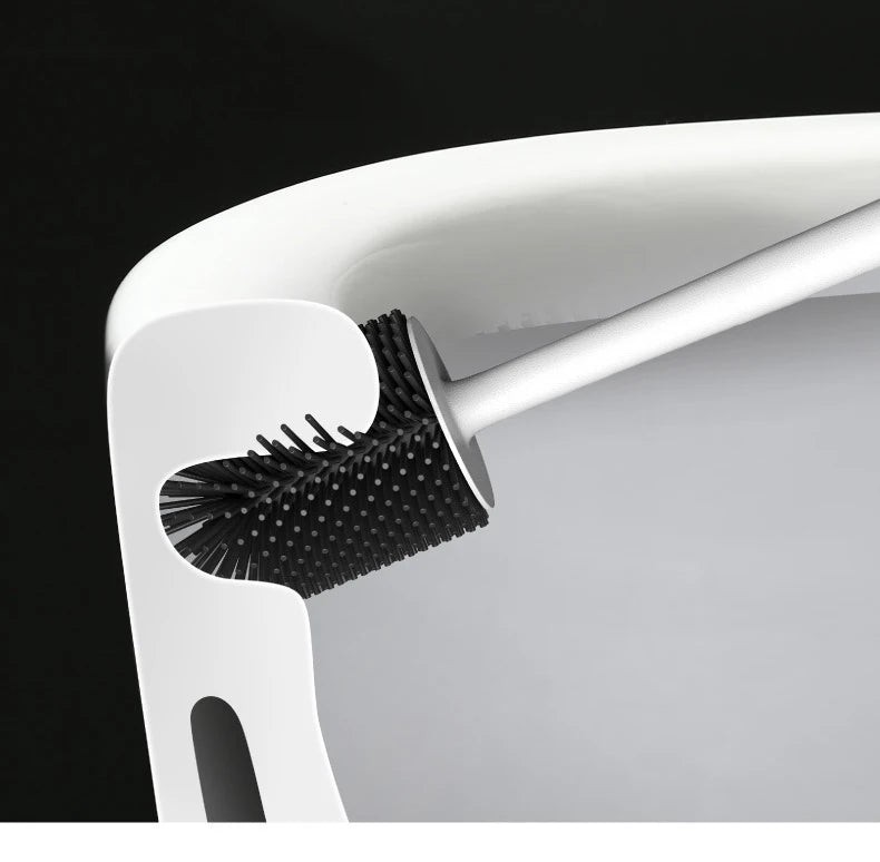 WIKHOSTAR Toilet Brush Silicone Toilet Quick Drying Cleaning Brush Wall Mount Gap Brush with Holder Tool Bathroom Accessories
