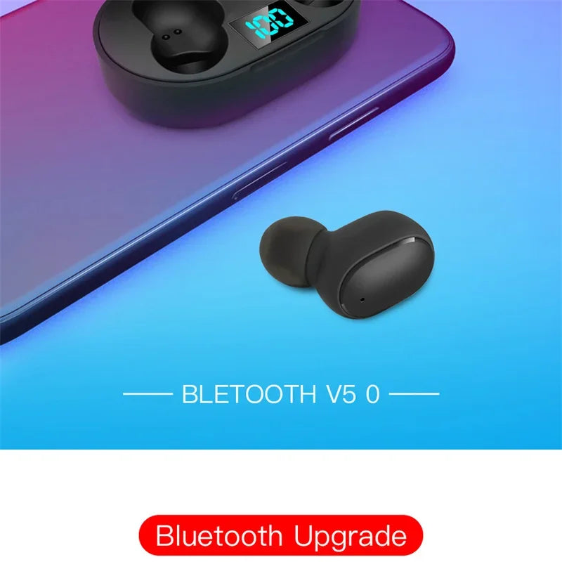 TWS E6S Wireless Bluetooth Earphones By Mic LED Display Stereo Noise Cancelling Headset With Charging Cable For All Smartphone