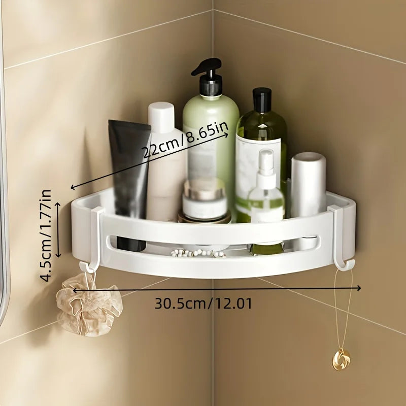 1 Piece Of White Storage Rack For Bathroom Storage Bathroom Partition Wall Mounted Triangular Square Bathroom Accessory