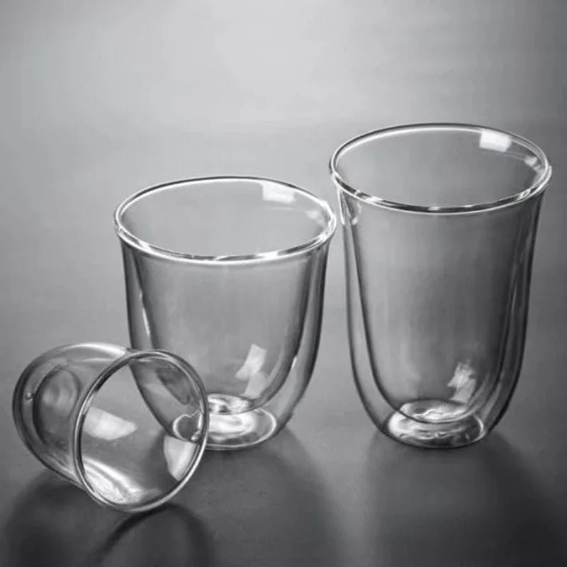 1Pcs 80-220ml Double Wall Glass Cup Clear Heat Resistant Tea Cups Healthy Drink Coffee Milk Mug Insulated Glass Drinkware Gift