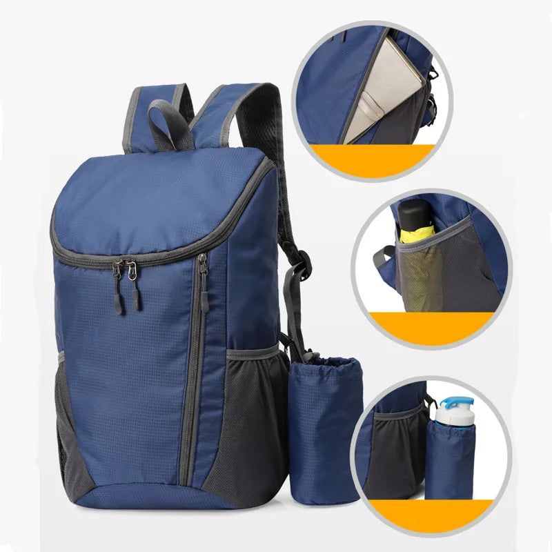 Minimalist Large Capacity Folding Backpack Unisex Portable Waterproof Outdoor Travel Sports Backpack Nylon Unisex Casual Backpac