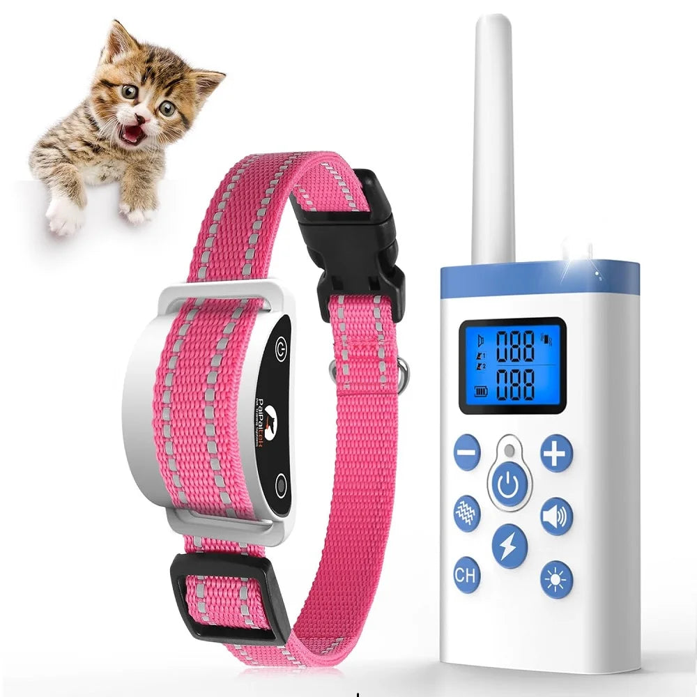 PaiPaitek Cat Training Collar,Cat Shock Collar with Remote ,Cat Stop Meowing Collar, Remote Control/Automatic Anti-Meow for Cats