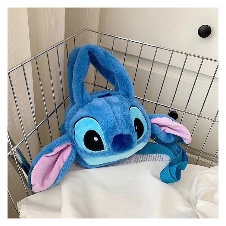 Disney Stitch Soft Plush Crossbody Bag Korean Cute Style Adjustable Strap Kawaii Anime Shoulder Purse Medium Size Gift for Women