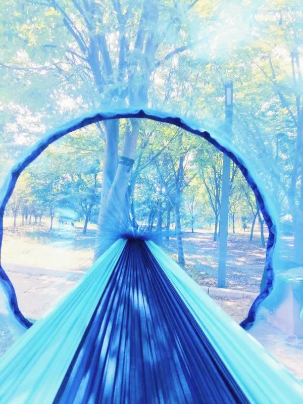 Lightweight Parachute Fabric Outdoor Hammock with Net for Camping Travel 250x120cm