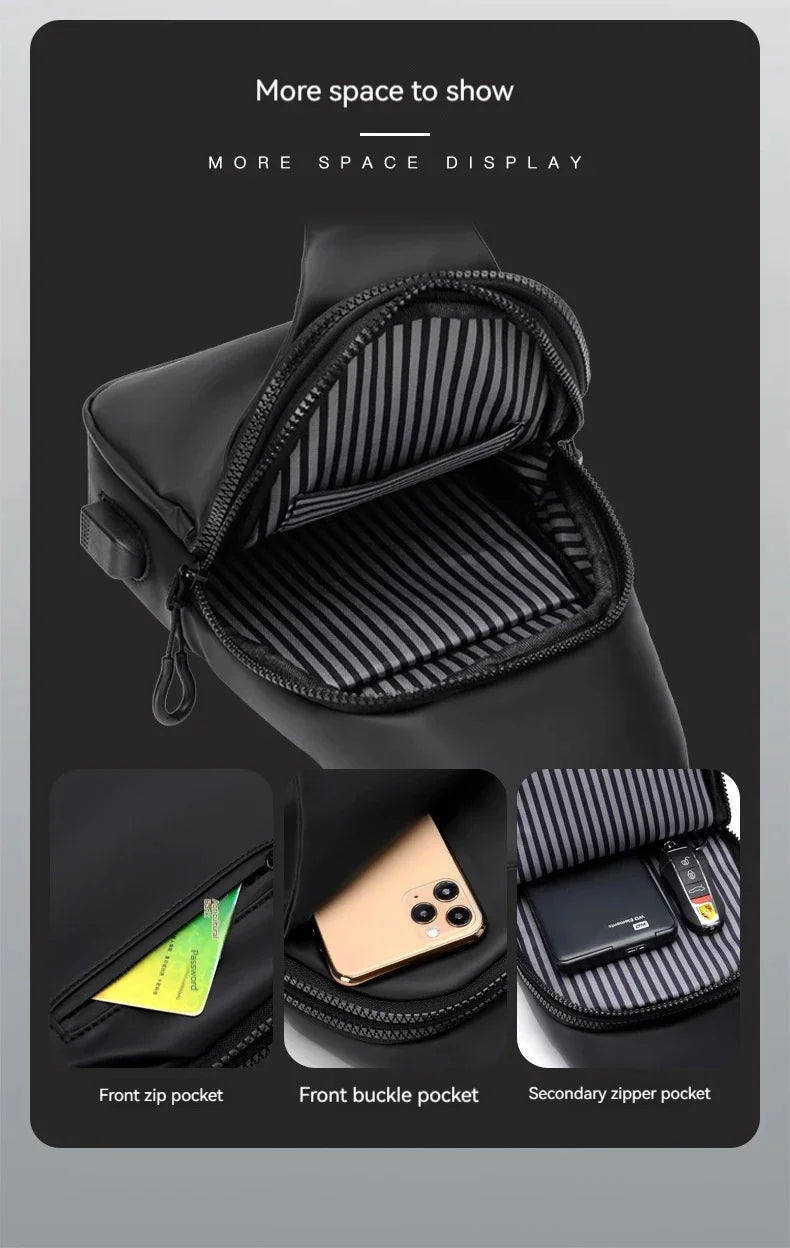 Crossbody Bag Fashionable Large Capacity Waterproof Lightweight Leisure Soft Comfortable Men Single Shoulder Bags