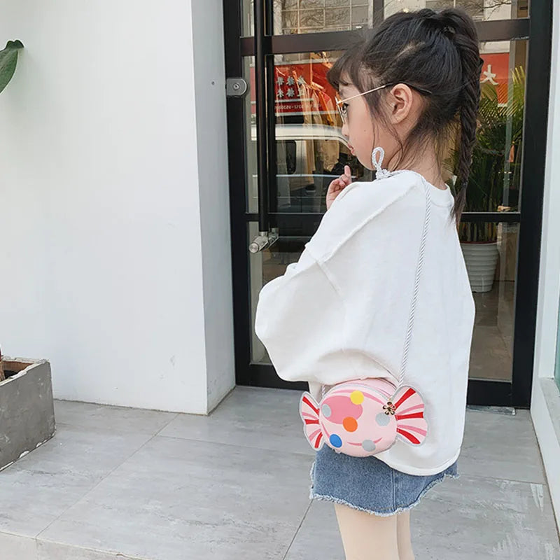 Cute Candy Children Messenger Bag Princess Girl Mini Handbags Pu Leather Coin Purse  Chain Purses Kids Crossbody Shoulder Bags