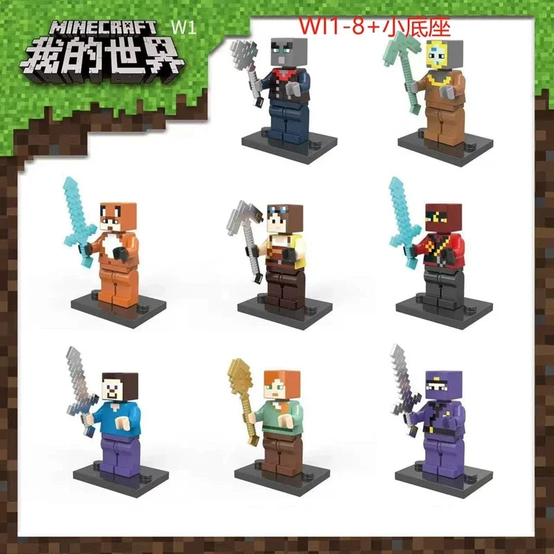 17 Styles Minecrafte Building Blocks Set I/Wi Series 8PCS Set MC Non Repetitive DIY Assembled Toy Birthday Gift action figure