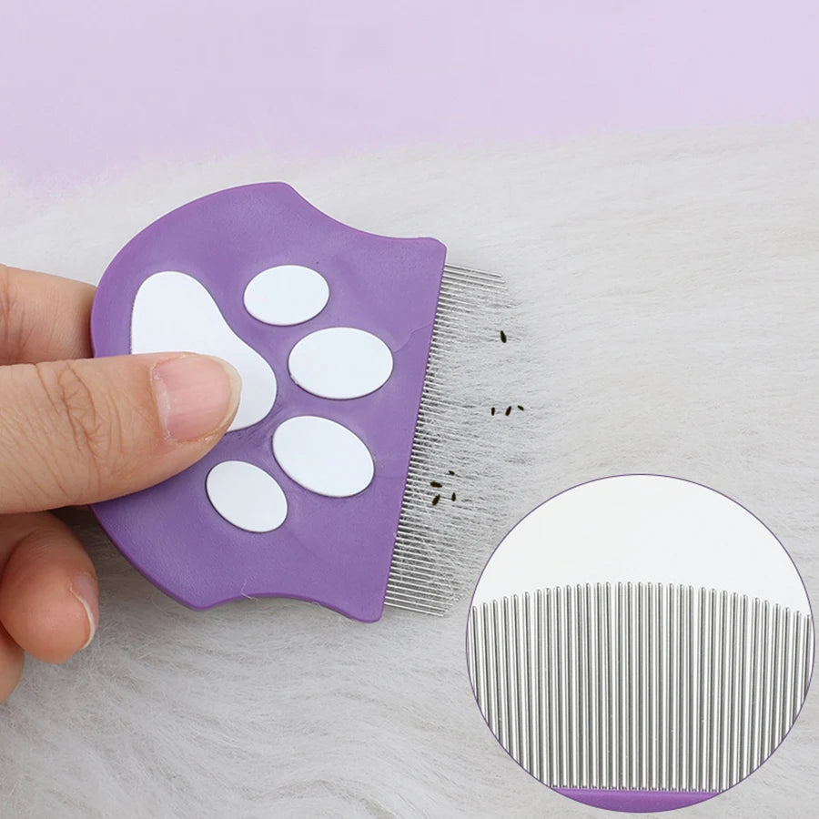 Pet Grooming Comb - Flea Comb for Cats & Dogs, Curved Design for Face & Body, Mini Detangling Brush for Pets