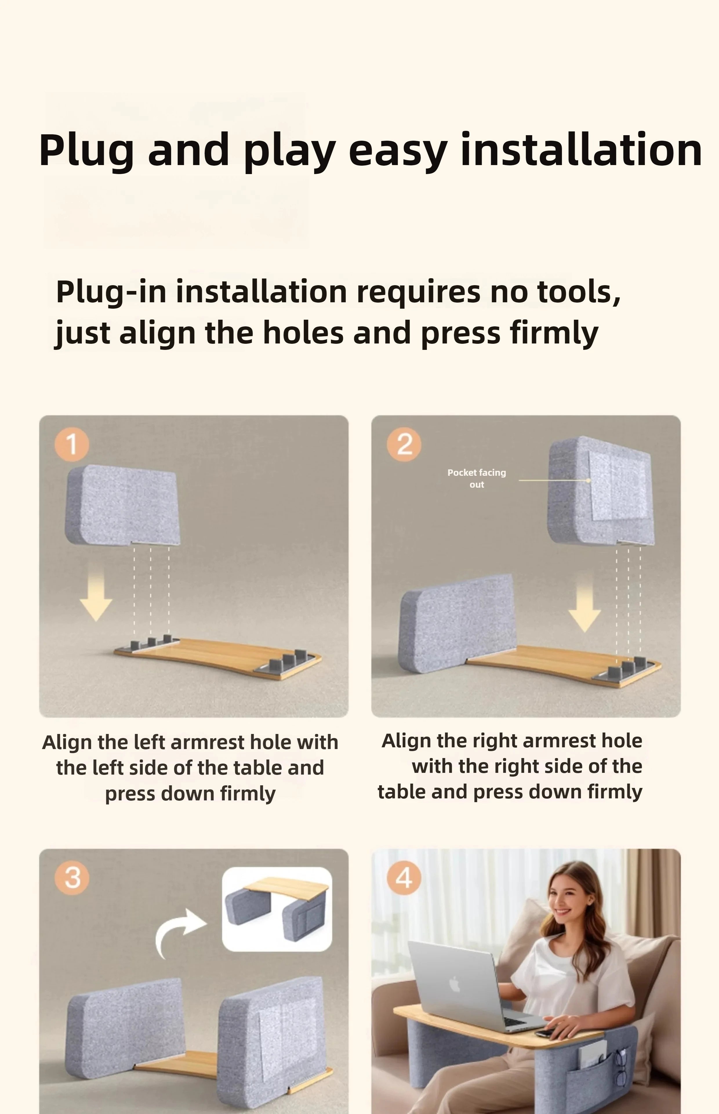 Multi-Functional Knee Laptop Desk Lazy Sofa Tray Table Bed Writing Stand Reading Gaming Table for Small Space Use