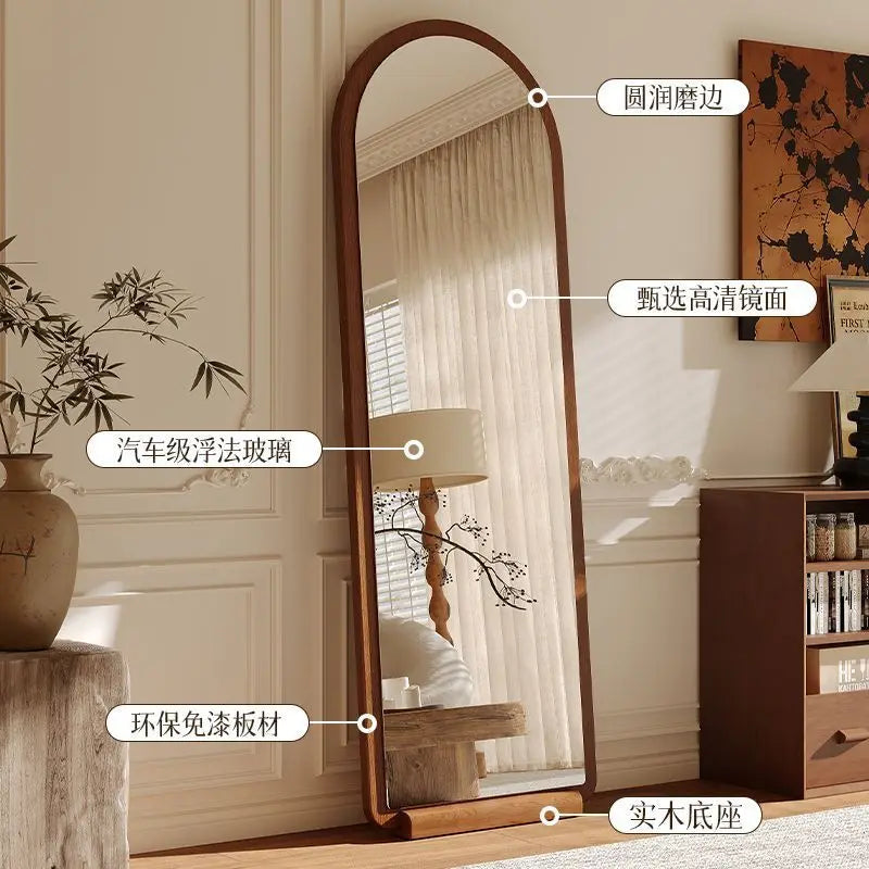 Solid wood  full-body mirror floor mirror household girls bedroom full-length mirror clothing store fitting