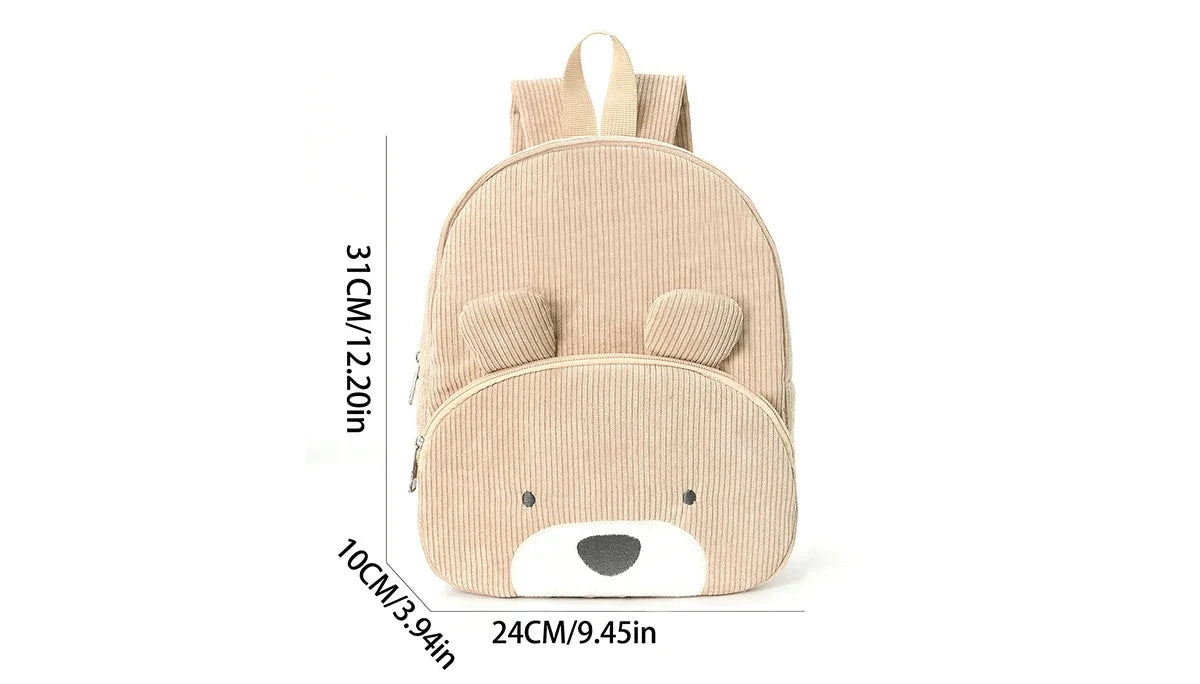 Personalized corduroy Backpack custom name embridery kindergarten schoolbags for children girls boys solid baby cute bags bear