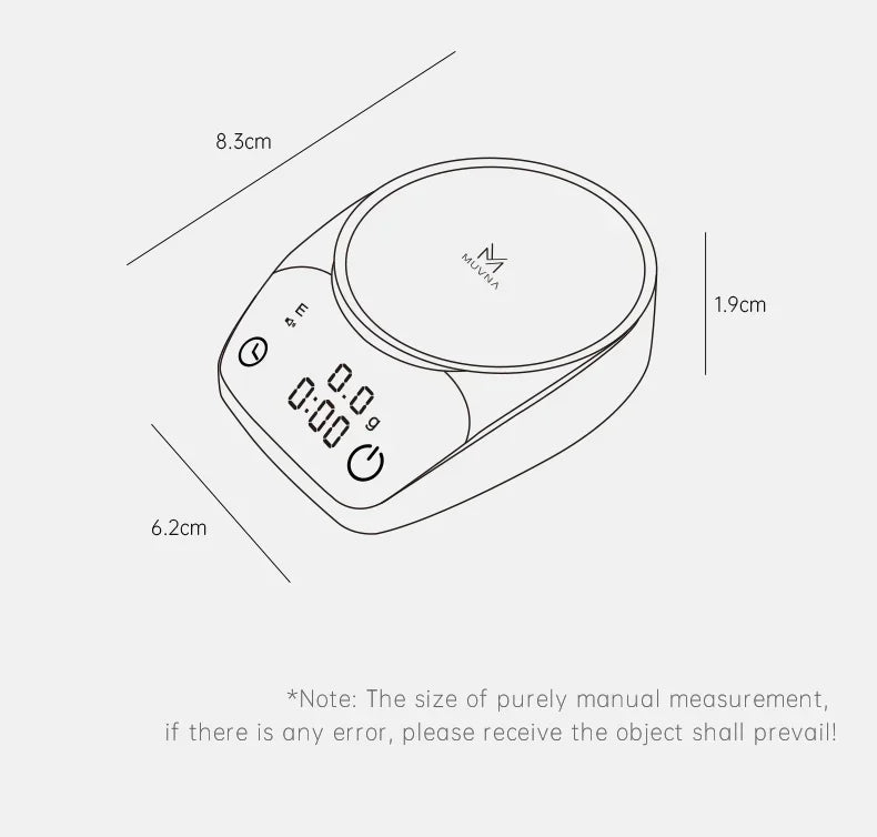 MUVNA-Mini Electronic Espresso Scale Weight 0.1g High Precision  LED Monitor Portable Coffee Scale Customized Receiving Cup Rod