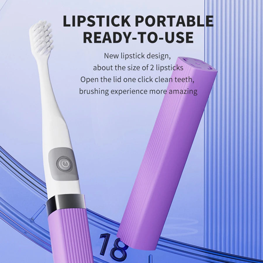 Lipstick Electric Toothbrush Smart Compact and Portable Small Oval Brush Head Deep Cleaning IPX7 Waterproof New Design