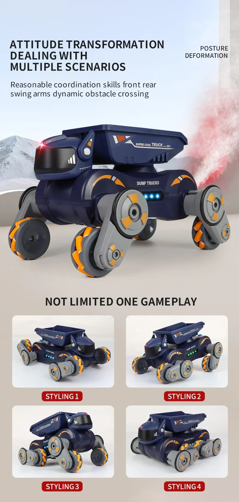 JHD For 2025 New JJRC Q187 RC Robot Dog Music Cool Lights Water Spray Swing Arms Stunt 2.4G 4WD RC Drift Car Gesture Sensing Toy