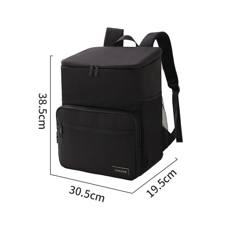 1pc Insulated Backpack Cooler Large Capacity Oxford Cloth Backpack Outdoor Travel Beer Bag Waterproof PEVA Lined Ice Bag