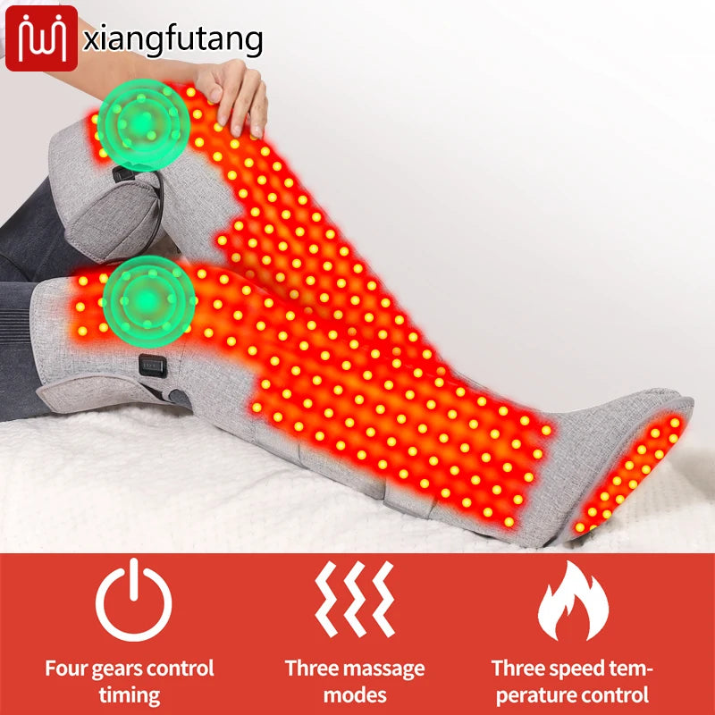 Red Light Therapy Heating Leg & Foot Wrap Electric Heating Knee Brace - Relieve Cold Leg Arthritis Pain with 3-Zone Heat Warm