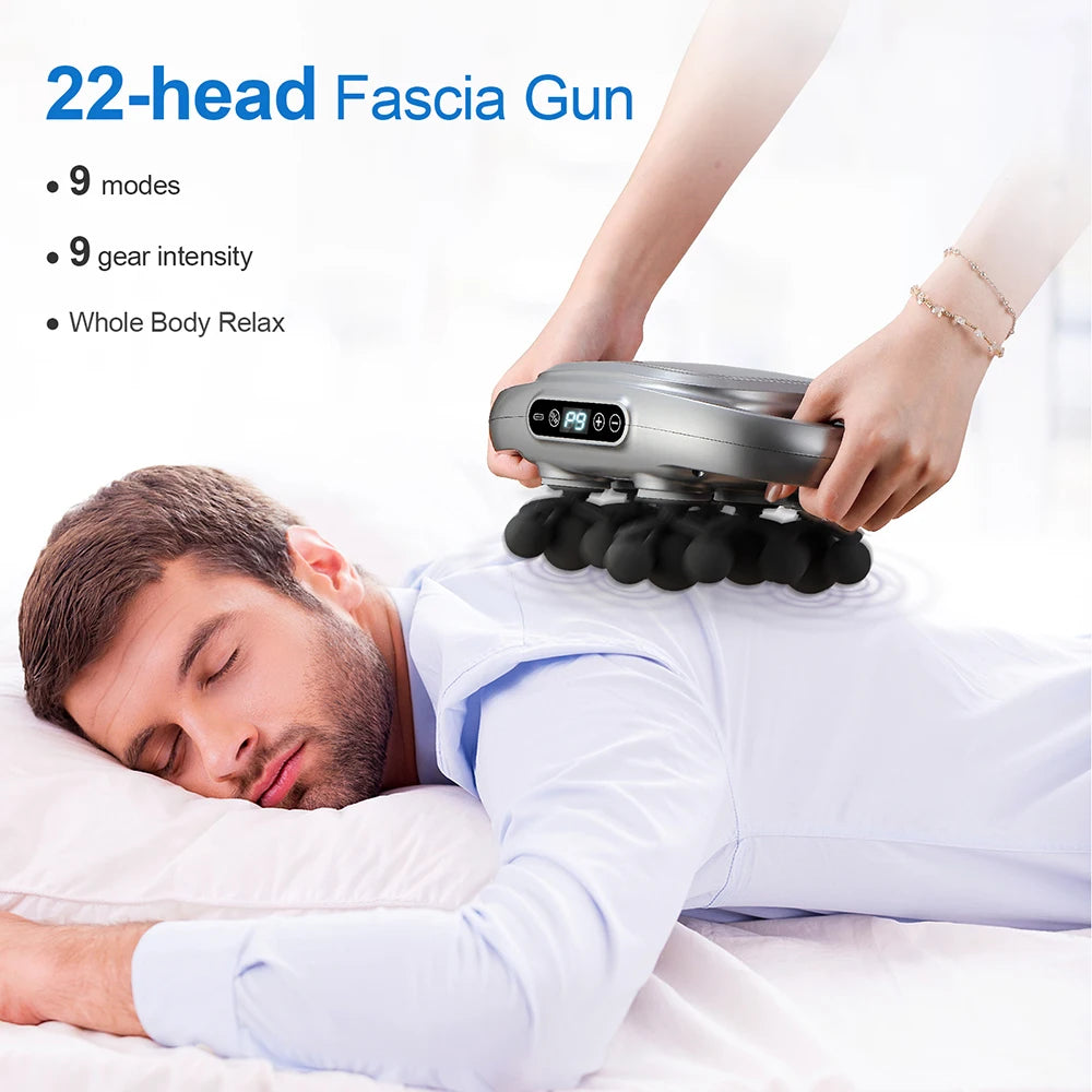 22-Head Fascia Gun High Frequency Vibration Body Massage Gun Back Massager Waist Massager Neck Shoulder Thigh Fascia masajeador
