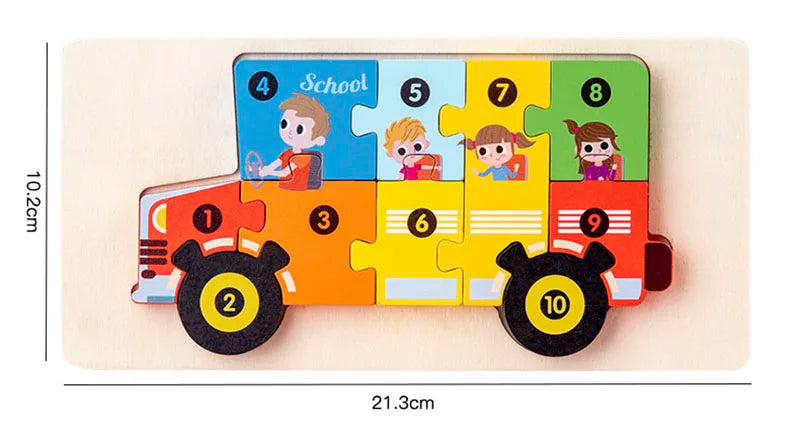 1PCS 3D Puzzle Wooden Dinosaur Animal Jigsaw Puzzle Early Education Color Sorting Learning Educational Toys  For Toddlers Gift