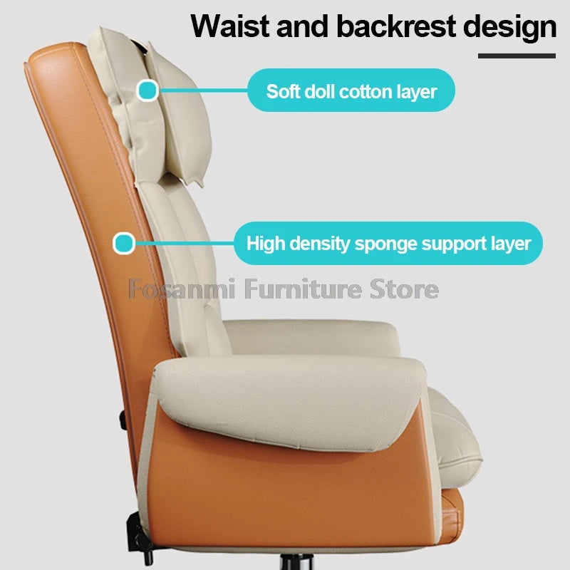 Adjustable Height Home Computer Office Chair with Soft Headrest Reclining Leather Gaming Armchair Ergonomic Swivel Desk Chairs