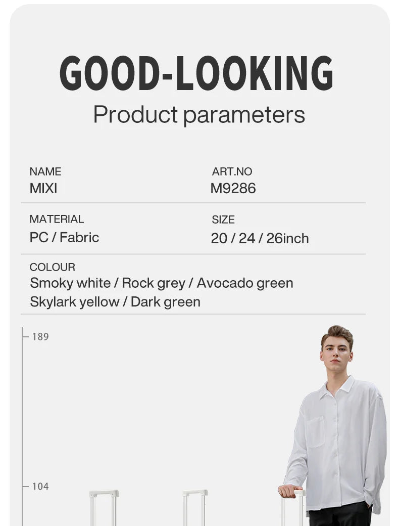 Mixi NEW Aluminum Frame Suitcase Carry On Rolling Luggage with USB Port Boarding Cabin Cup and Phone Holder 20 24 Inch