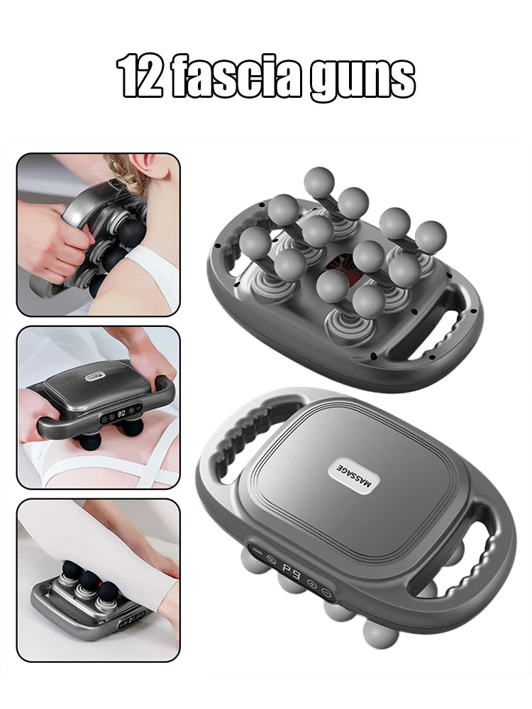 6+12-Head Deep Muscle Massager Gun High-Frequency Vibration Fascia Therapy with for Relaxation And Back Pain Relief