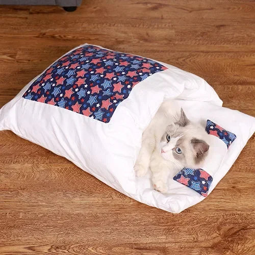 Kawaii Removable Cats Bed House Home Supplies Products for Adult Cats Large Pet Dog Bed Cat's House Cave Comfortable  Food Cute