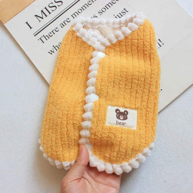 Pet Dog Warm Coat Winter Dog Clothes Kitten Puppy Vest Fleece Dog Costume Chihuahua Bichon Clothing Cardigan Girls Dog Apparel