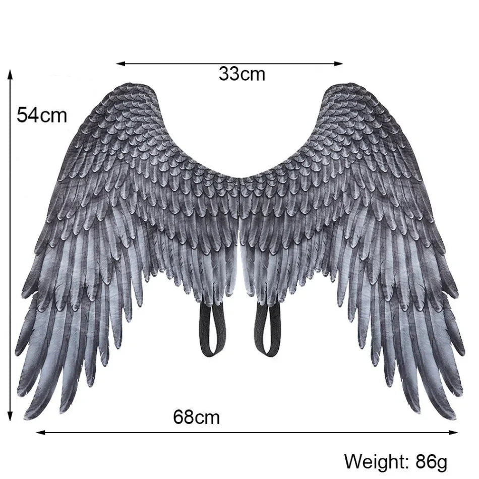 Halloween 3D Angel Wings Costume With Elastic Straps Halloween Party Mardi Gras Feather Wing Adult Kids Evil Cosplay Accessories