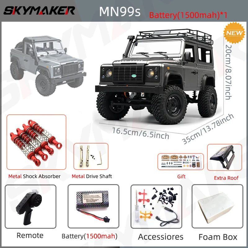New MN99s MN98 1:12 MN Model RTR Version RC Car 2.4G 4WD RC Rock Crawler Defender Remote Control Car 1/12 RC Truck Cars Toys