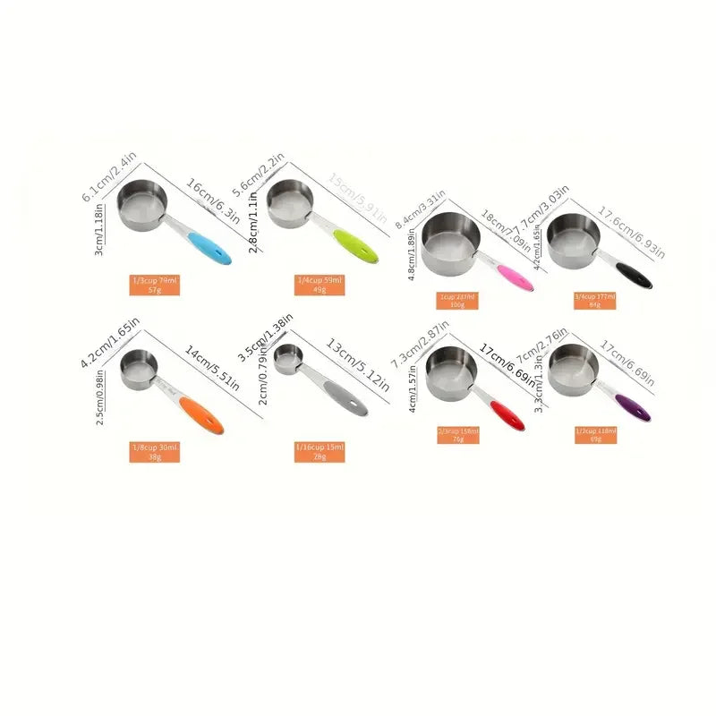 9/17 piece, stainless steel heavy duty measuring cup and spoon set, double-sided magnetic for drying and liquid ingredients