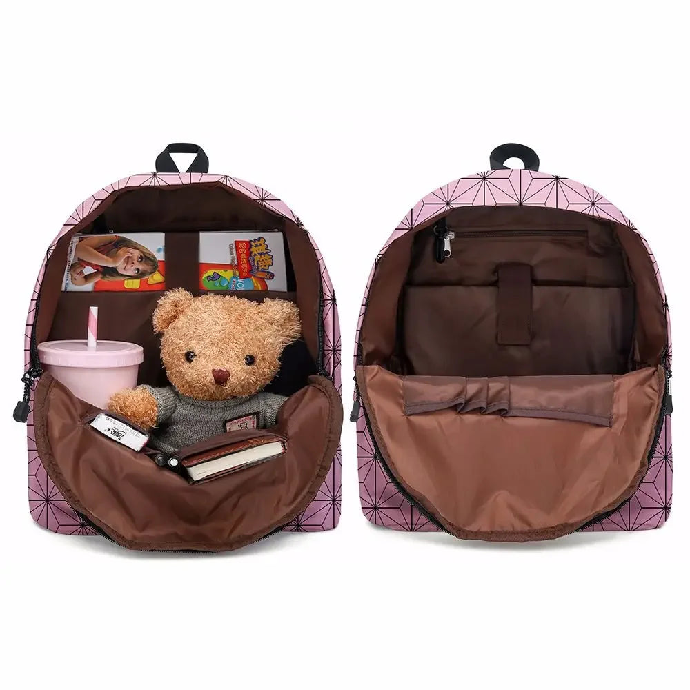 Demon Slayer Nezuko Backpacks 2pcs Girls School Bags Kimetsu No Yaiba Kids Anime Bagpacks Female Male Bookbag Gifts