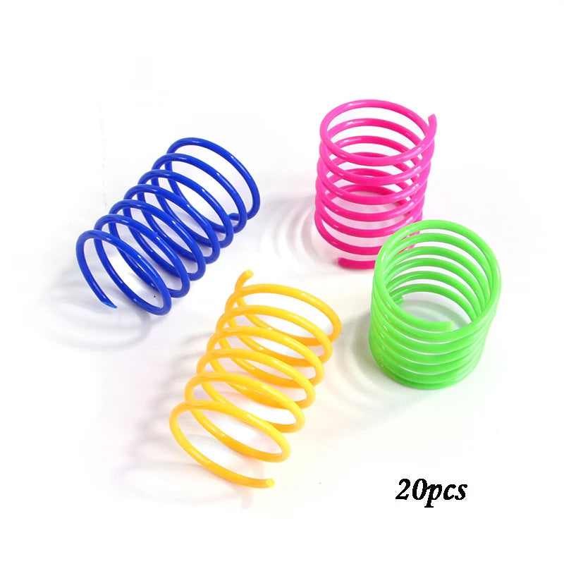 Kitten Cat Toys Wide Durable Heavy Gauge Cat Spring Toy Colorful Springs Cat Pet Toy Coil Spiral Springs 4/8/16/20pcs