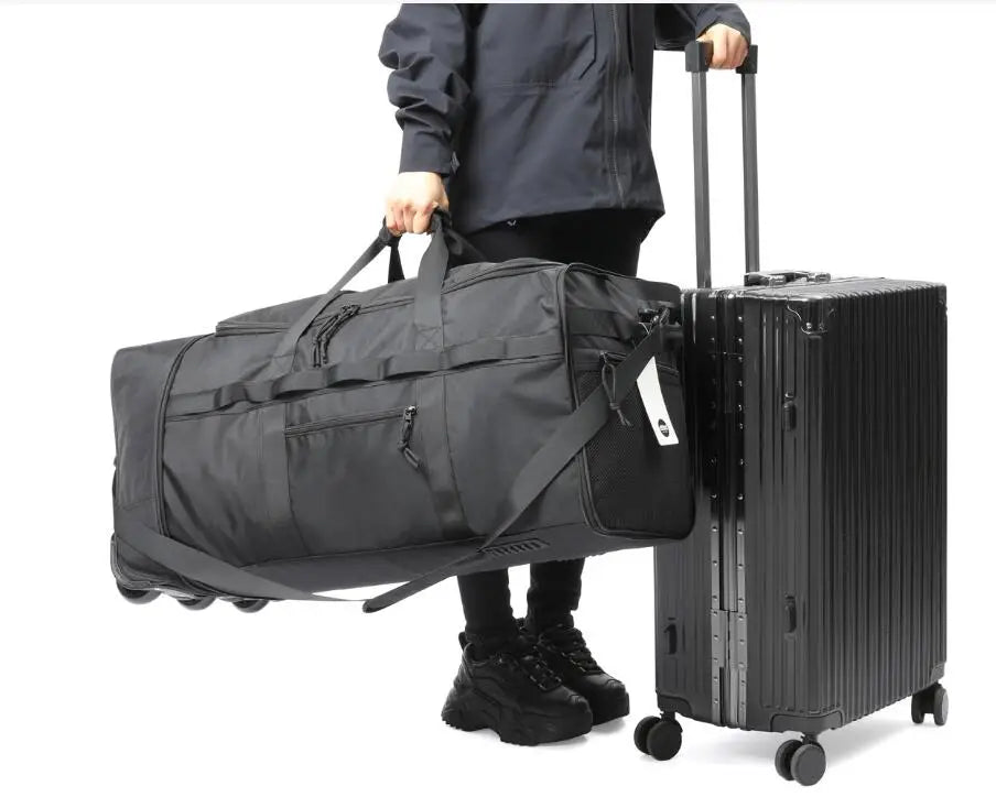 Large Capacity carry on hand Luggage Rolling duffel bag 90L wheeled Bag Home moving bags with wheels Travel trolley luggage bag