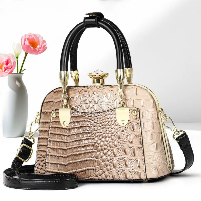2025 New Luxury Handbags Women Bags Designer Crocodile Pattern Ladies Boston Shoulder Bag High Quality Womens Casual Tote Bag
