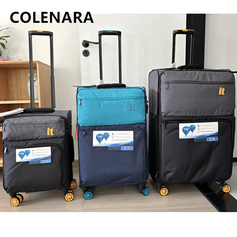COLENARA Suitcase on Wheels 20"24"28 Inch Expandable Large Capacity Trolley Case Oxford Cloth Boarding Box Women's Men's Luggage