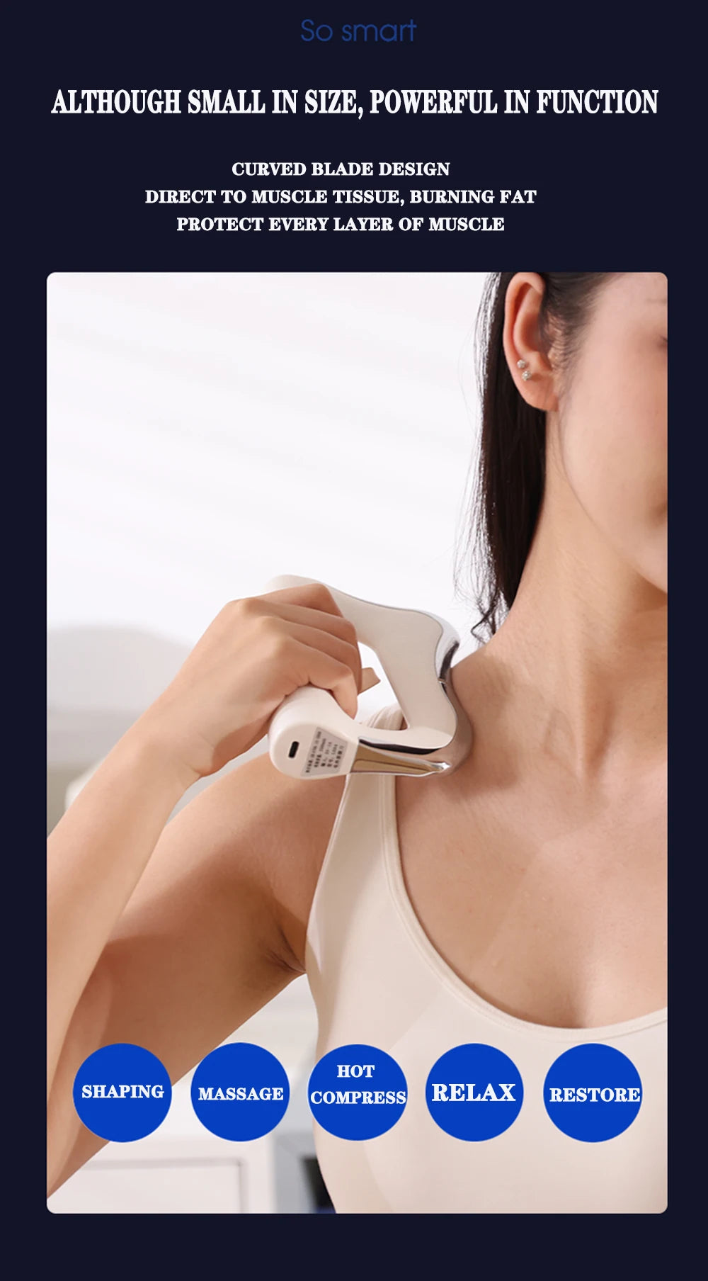 Electric Fascia Massager Body Scraping Microcurrent Vibration Warm compress Muscle Relaxation Body Lifting Guasha Massage Knife