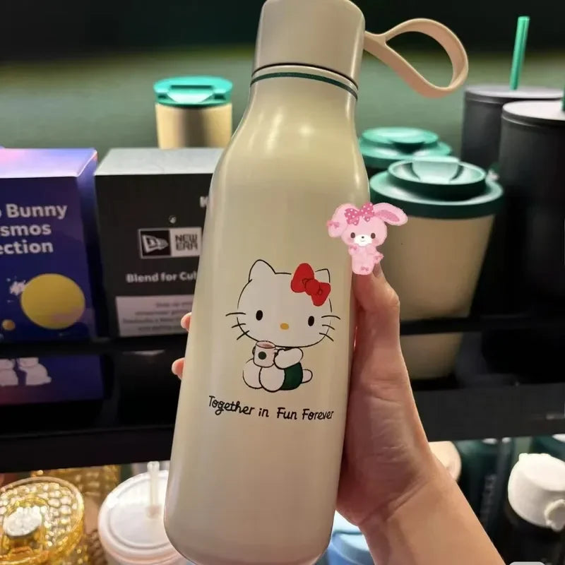 Hello Kitty Stainless Steel Mug Cute Portable Student Min Sports Cup for Outdoor Gift Replica Kitchen Dining Bar Drinkware