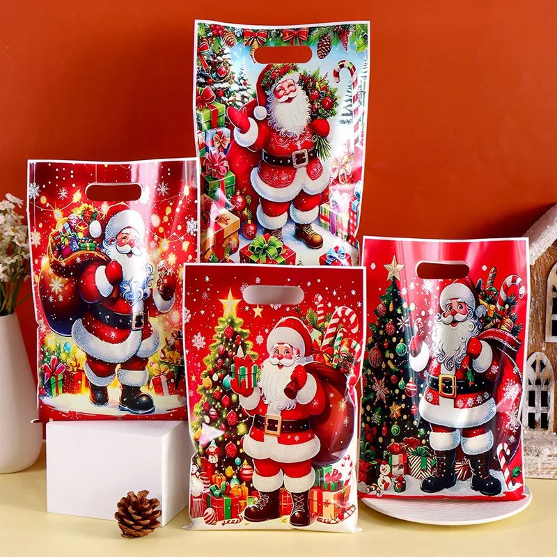 50pcs Christmas Gift Bags Christmas Decorations for Home 2025 Xmas Gifts New Year 2026 Santa Claus Snowman Candy Packaging Bags