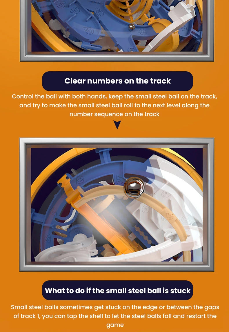 3D Puzzle Ball Maze Toy Children Challenge Obstacle Game Labyrinth Ball 3D Maze Montessori Puzzle Balance Traine Clearance Game