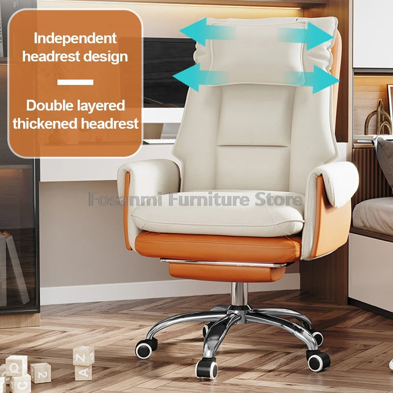 Adjustable Height Home Computer Office Chair with Soft Headrest Reclining Leather Gaming Armchair Ergonomic Swivel Desk Chairs