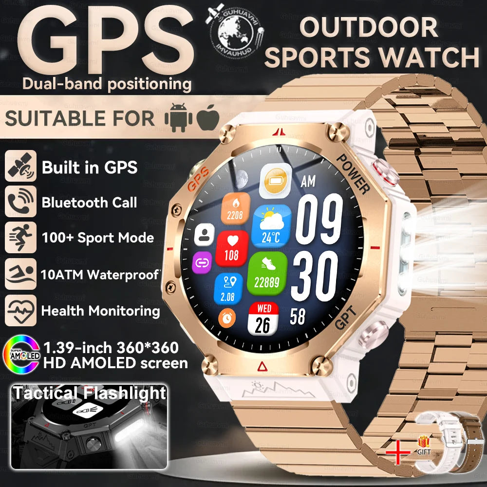 Military Smart Watch T-Rex 3 Bulit-in GPS Compass Altimeter Barometric 10ATM IP69K Waterproof AMOLED Bluetooth Call Smart watch