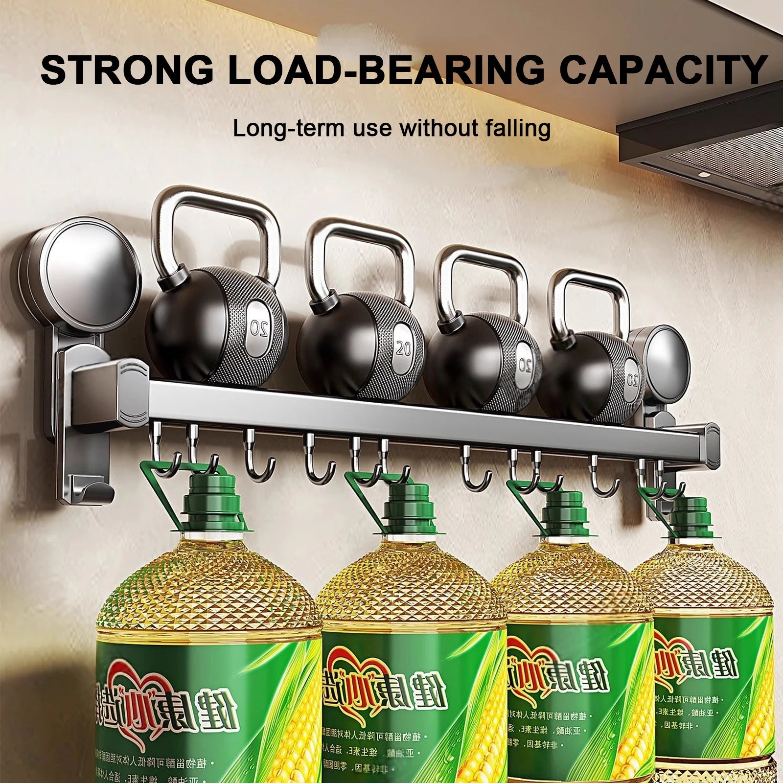 Grey Wall Mounted No-Punch Large Capacity Storage Utensils Metal Kitchen Shelf Skeletonized Drainage Design Easy To Clean