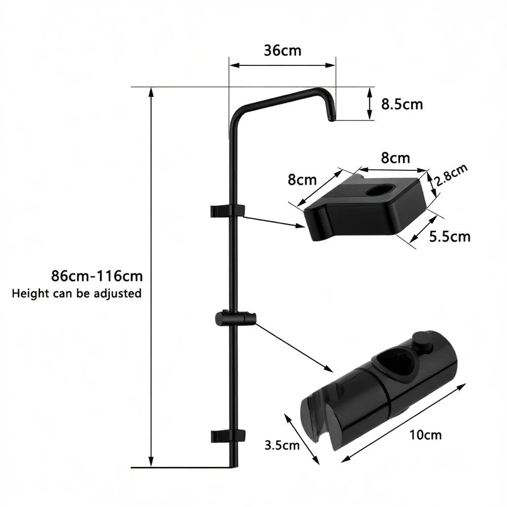 Black/Chrome Bathtub Split Rain Shower Set with Handheld Bathroom Rainfall Shower System Faucet Accessories Adapter Mixer Taps
