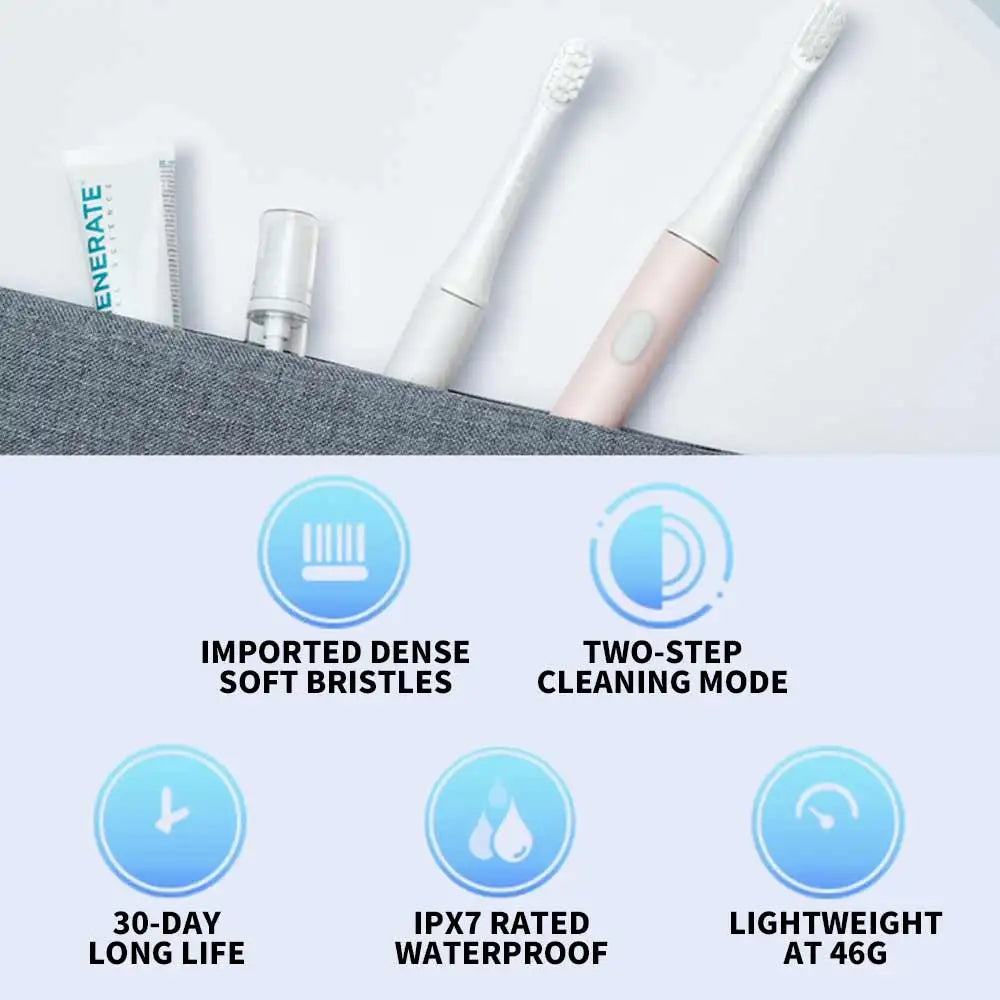 XIAOMI Mijia T100 Sonic Electric Toothbrush Mi Smart Waterproof Tooth Head Brush IPX7 Rechargeable USB for Teeth Brush Whitening
