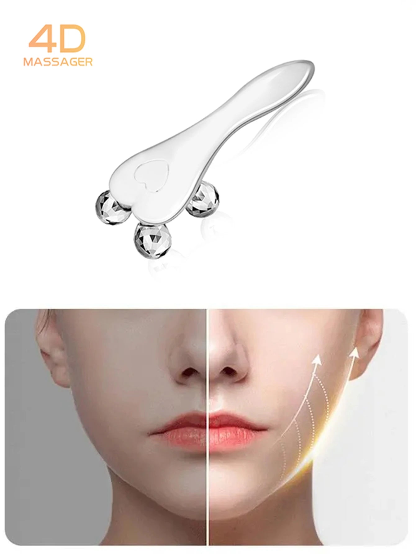 1 Pcs 4D Roller Face-lift Wrinkle Silver Y Shape Roller Facial Eye Neck Muscle Relaxation Slimming Massager Relaxation Tools