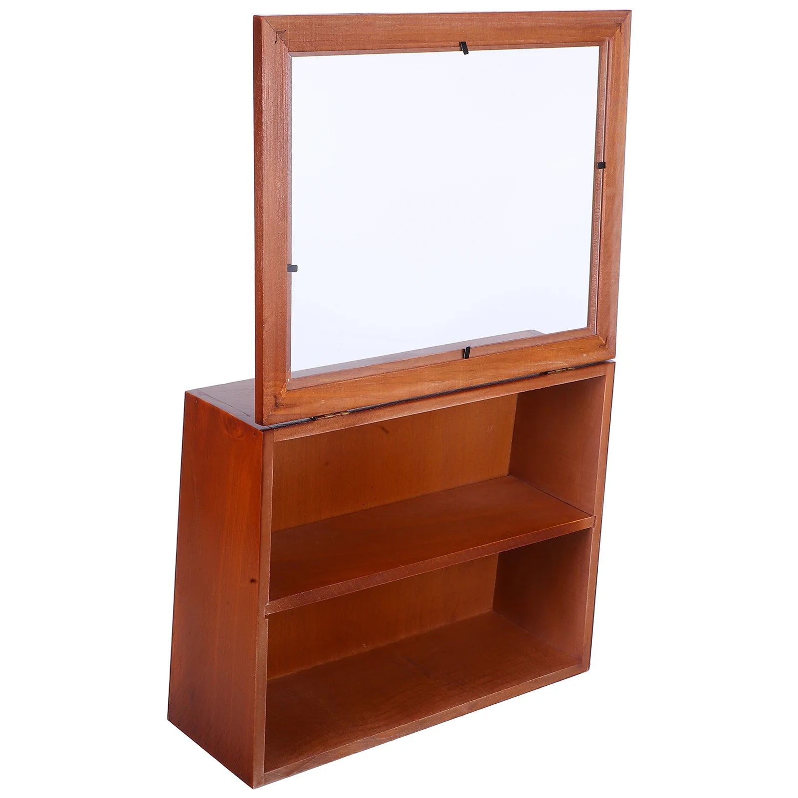 Wooden Display Cabinet With Acrylic Door 2 Tier Desktop Vintage Style Small Display Cabinet Desktop Organizer For Collectibles