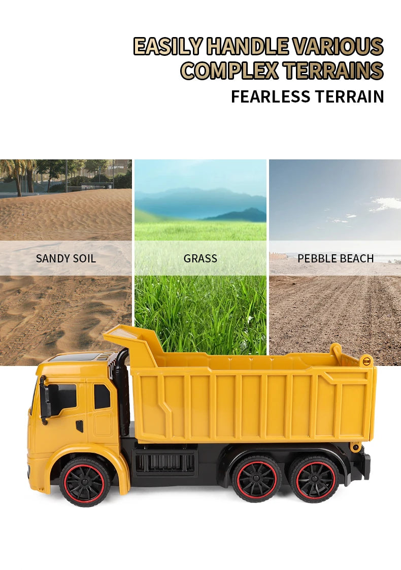 ZWN 2.4G Remote Control Excavator Dump Truck RC Model Car Toy Professional Alloy Plastic Simulation Construction Vehicle for Kid