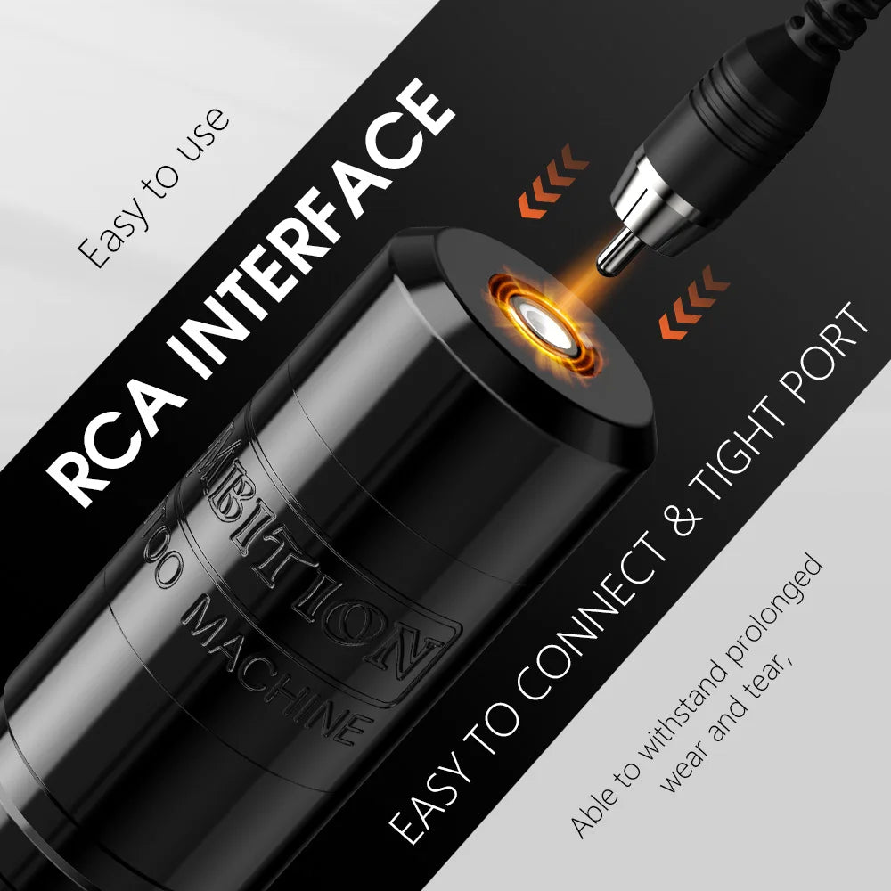 Ambition Torped 32 Powerful Brushless Motor 4.0mm-4.5mm-5.0mm Stroke Rotary Tattoo Pen Machine With RCA Cord For Tattoo Artists