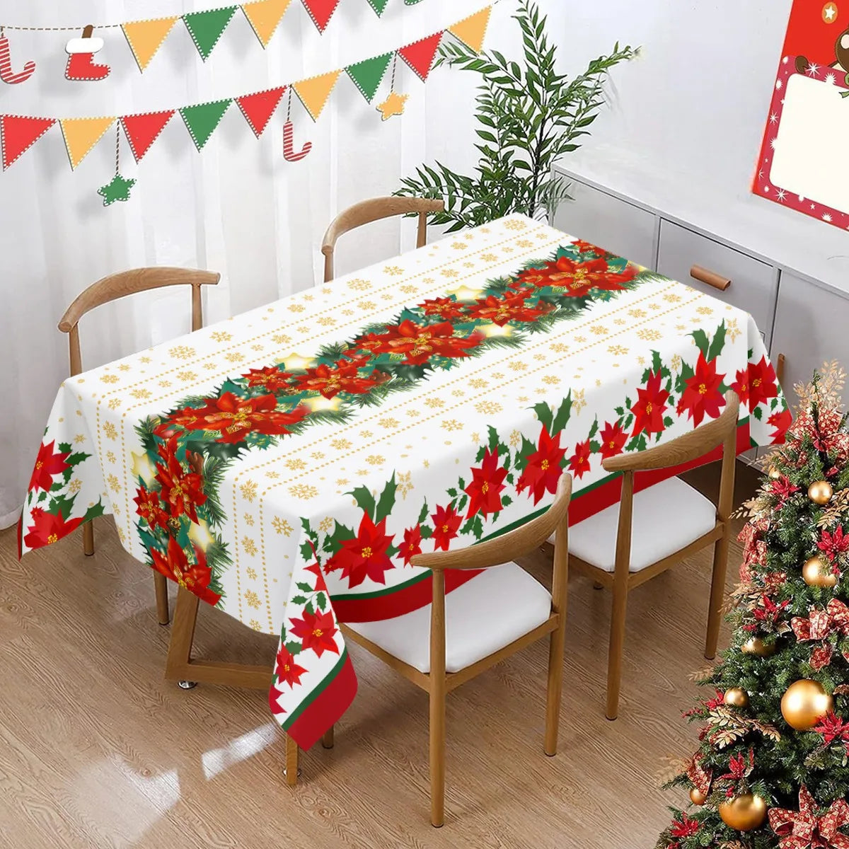 1/3pcs Christmas Tablecloth Christmas Decorations for Home 2025 Xmas Table Cover Navidad Gifts New Year 2026 Dining Table Deco