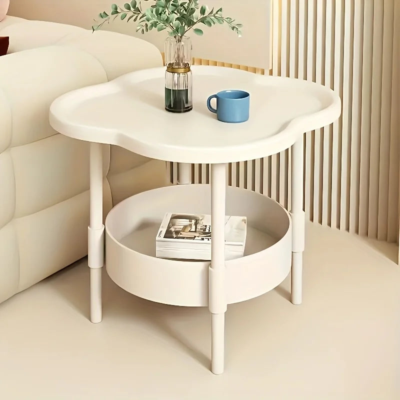 [Stylish Side Table] Stylish Modern Round Side Table with Storage Shelf | Space-Saving, Lightweight for Living Room, Bedroom